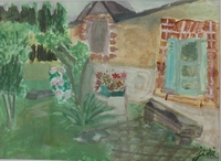 Jean-David Gonnet, Devant la Challerie, acrylique sur toile, 22 x 30, 2002 (V)