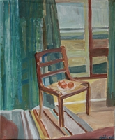 Jean-David Gonnet, La chaise, acrylique sur toile, 36 x 44, 2004