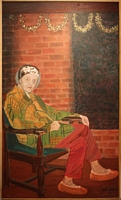 Jean-David Gonnet, Odette aux guirlandes, acrylique sur toile, 146 x 89, 2009, présentée au Salon des Indépendants, Grand Palais, 2009