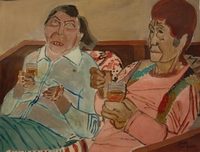 Jean-David Gonnet, Hélène et Cécile étude 2, acrylique sur papier, 25 x 32, 2009