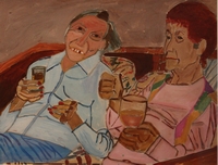 Jean-David Gonnet, Hélène et Cécile étude 3, acrylique sur papier, 25 x 32, 2009